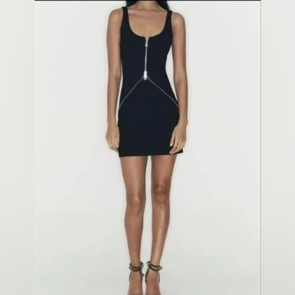 Zara Black Zipper Detail Dress - Picture 1 of 7